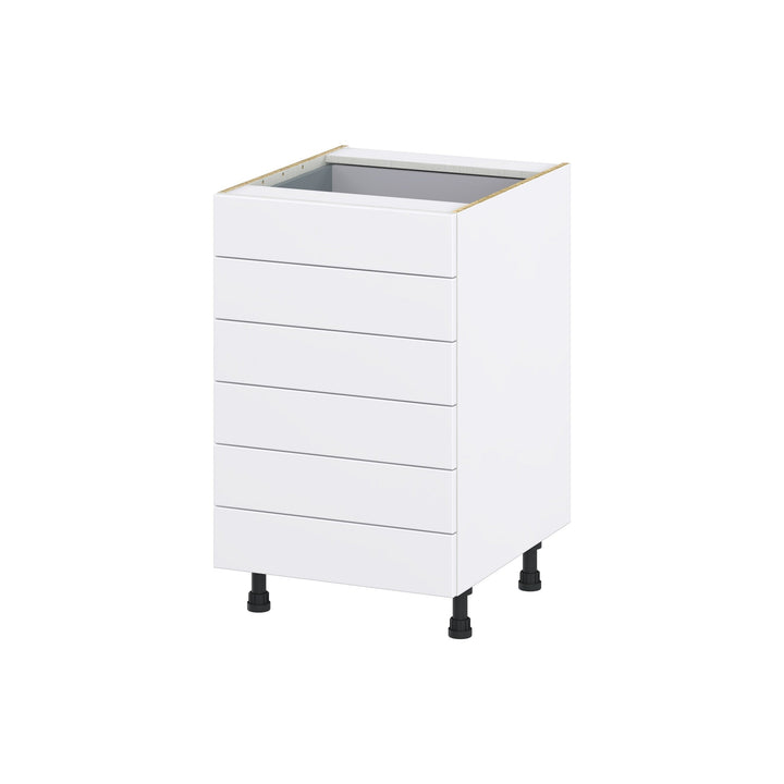 Hugo&Borg Lasalle 21-in W x 34.5-in H x 24-in D Bright White Slab 6-Drawer Base Fully Assembled Cabinet (Flat Panel Style)