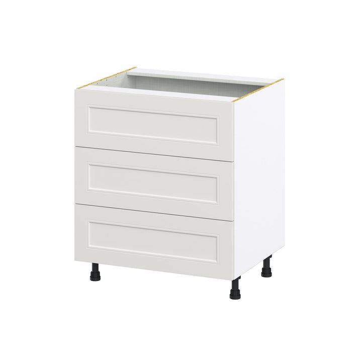 Hugo&Borg Belcourt 30-in W x 34.5-in H x 24-in D Gray Painted 3-Drawer Base Fully Assembled Cabinet (Recessed Panel Style)