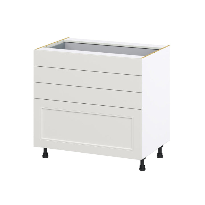 Hugo&Borg Belcourt 36-in W x 34.5-in H x 24-in D Gray Painted 4-Drawer Base Fully Assembled Cabinet (Recessed Panel Style)