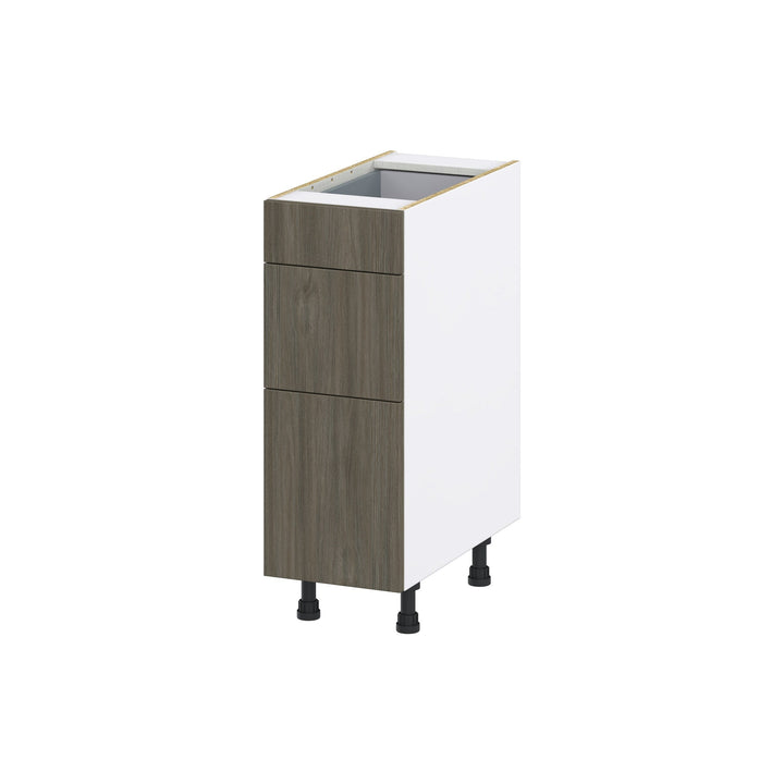 Hugo&Borg Savane 12-in W x 34.5-in H x 24-in D Textmel 3-Drawer Base Fully Assembled Cabinet (Flat Panel Style)