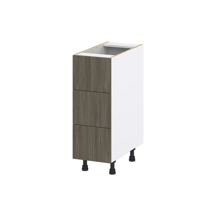 Hugo&Borg Savane 12-in W x 34.5-in H x 24-in D Textmel 3-Drawer Base Fully Assembled Cabinet (Flat Panel Style)