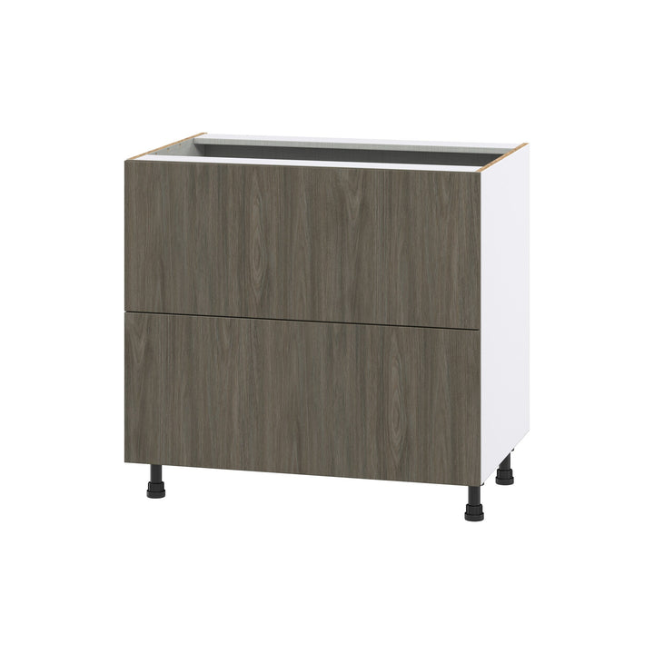 Hugo&Borg Savane 36-in W x 34.5-in H x 24-in D Textmel 2-Drawer Base Fully Assembled Cabinet (Flat Panel Style)