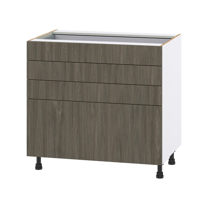 Hugo&Borg Savane 36-in W x 34.5-in H x 24-in D Textmel 4-Drawer Base Fully Assembled Cabinet (Flat Panel Style)