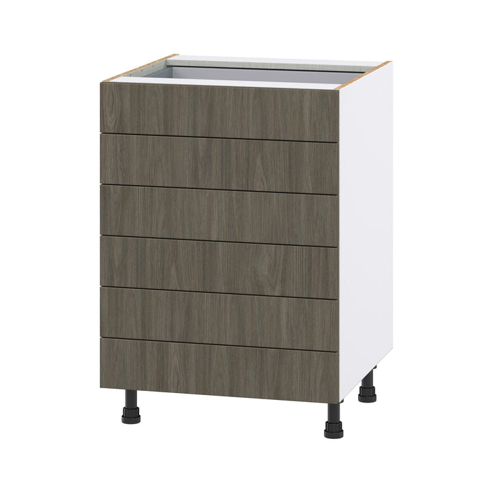 Hugo&Borg Savane 24-in W x 34.5-in H x 24-in D Textmel 6-Drawer Base Fully Assembled Cabinet (Flat Panel Style)