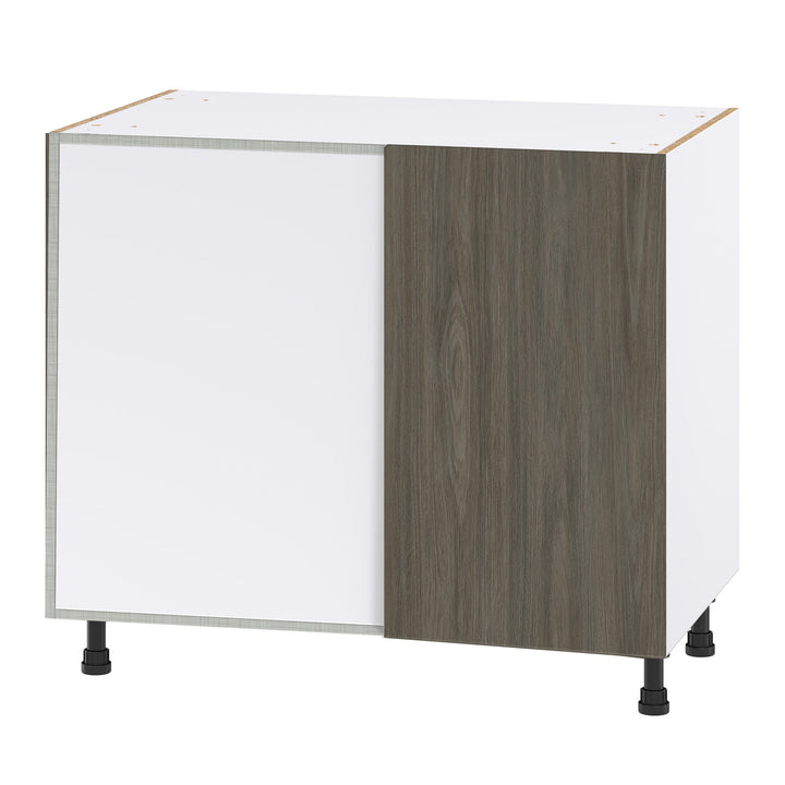 Hugo&Borg Savane 39-in W x 34.5-in H x 24-in D Textmel Blind Corner Base Fully Assembled Cabinet (Flat Panel Slab Style)