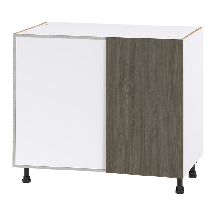 Hugo&Borg Savane 39-in W x 34.5-in H x 24-in D Textmel Blind Corner Base Fully Assembled Cabinet (Flat Panel Slab Style)