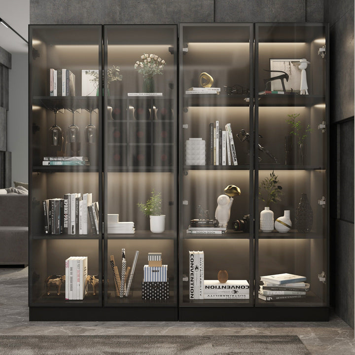 FUFU&GAGA Contemporary/Modern Black Curio Cabinet with Wine Storage