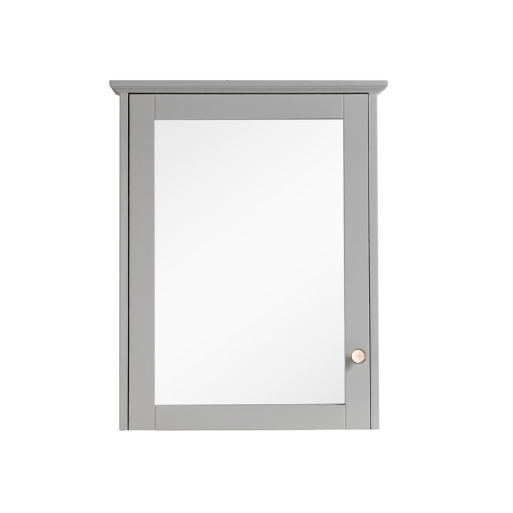 WELLFOR Solid Wood 24-in x 30-in Surface Mount Gray Mirrored Soft Close Medicine Cabinet