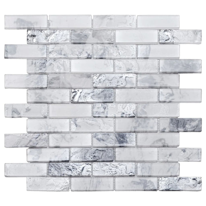 Apollo Tile Verre White 12-in x 12-in Matte Glass Brick look Mosaic Floor and Wall Tile product image