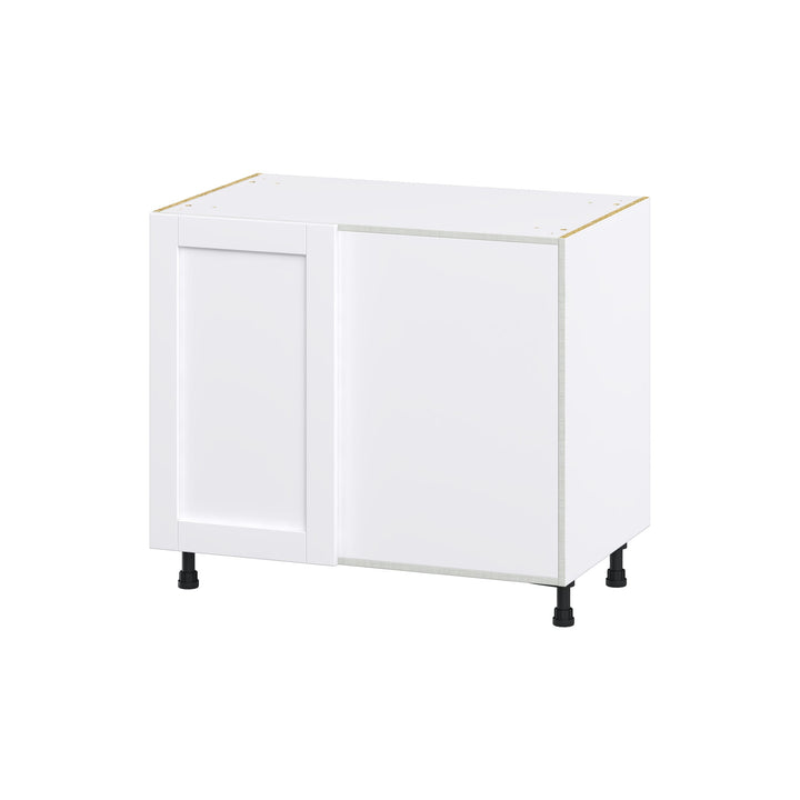 Hugo&Borg Rosemont 39-in W x 34.5-in H x 24-in D Glacier White Blind Corner Base Fully Assembled Cabinet (Recessed Panel Shaker Style)