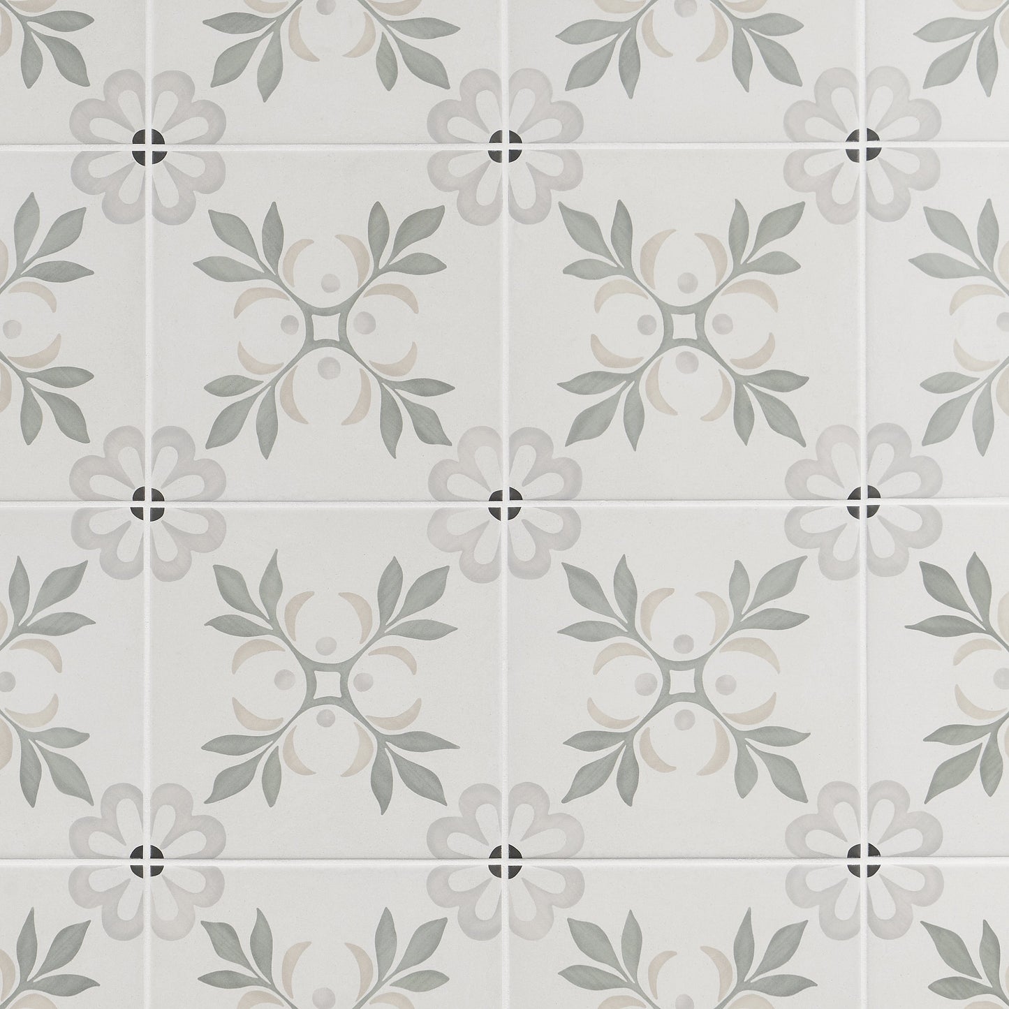 Artmore Tile Agave Blossom Green 8-in x 8-in Matte Porcelain Encaustic Floor and Wall Tile product image