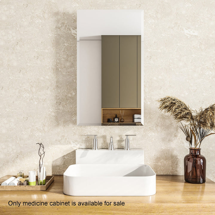 Forclover 15-in x 26-in Surface/Recessed Mount Silver Mirrored Medicine Cabinet