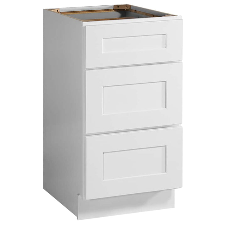 Design House Brookings 18-in W x 34.5-in H x 24-in D White Maple 3-Drawer Base Ready To Assemble Plywood Cabinet (Recessed Panel Style)