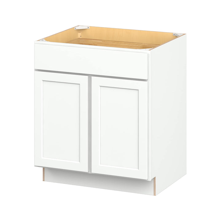 Hugo&Borg PRO Glendale 30-in W x 34.5-in H x 24-in D Pure White 1-Drawer Base Ready To Assemble Plywood Cabinet (Recessed Panel Shaker Style)