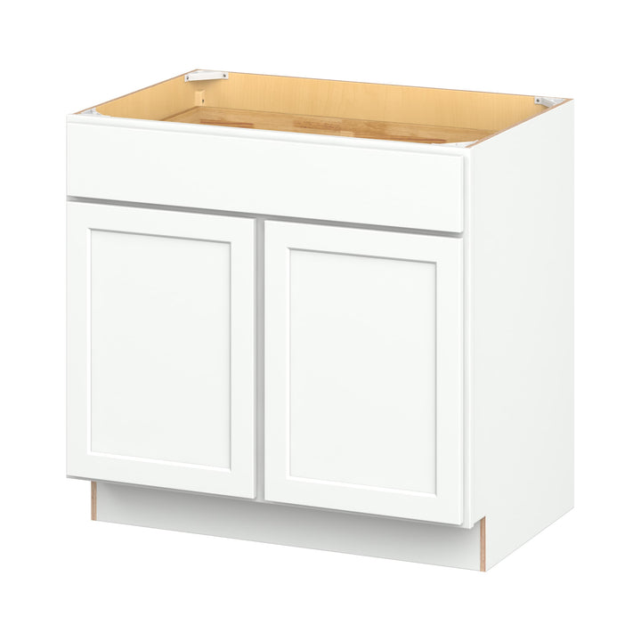 Hugo&Borg PRO Glendale 36-in W x 34.5-in H x 24-in D Pure White 1-Drawer Base Ready To Assemble Plywood Cabinet (Recessed Panel Shaker Style)
