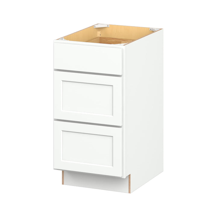 Hugo&Borg PRO Glendale 18-in W x 34.5-in H x 24-in D Pure White 3-Drawer Base Ready To Assemble Plywood Cabinet (Recessed Panel Style)