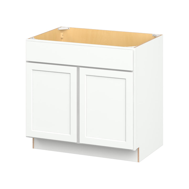 Hugo&Borg PRO Glendale 36-in W x 34.5-in H x 24-in D Pure White Sink Base Ready To Assemble Plywood Cabinet (Recessed Panel Shaker Style)