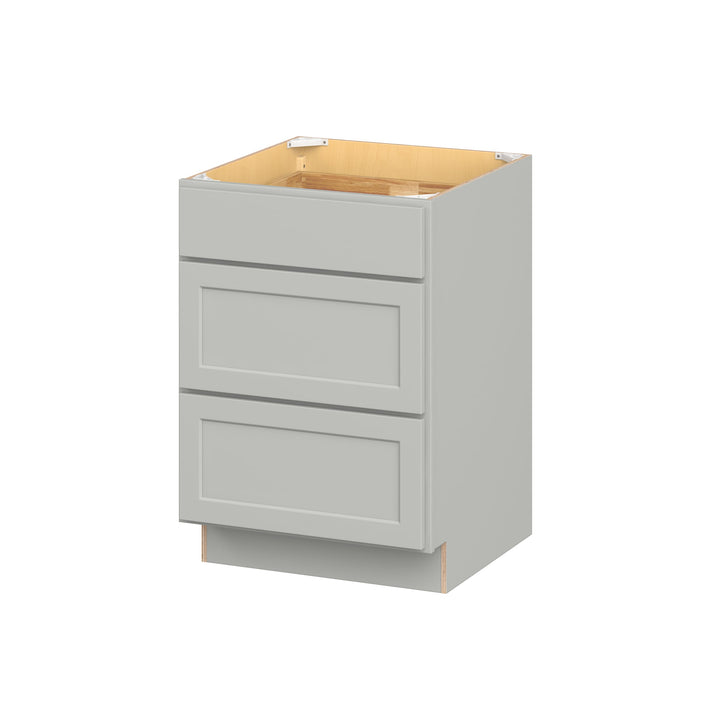 Hugo&Borg PRO Jasper 24-in W x 34.5-in H x 24-in D Whisper Gray 3-Drawer Base Ready To Assemble Plywood Cabinet (Flat Panel Style)