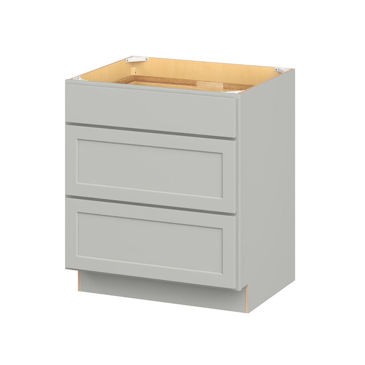 Hugo&Borg PRO Jasper 30-in W x 34.5-in H x 24-in D Whisper Gray 3-Drawer Base Ready To Assemble Plywood Cabinet (Flat Panel Style)