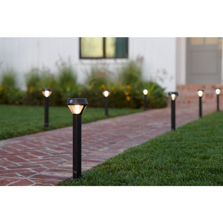 Ring Smart Lighting Motion Activated Outdoor Solar Integrated LED Black Pathlight with Smart Lighting Bridge (2-Pack)