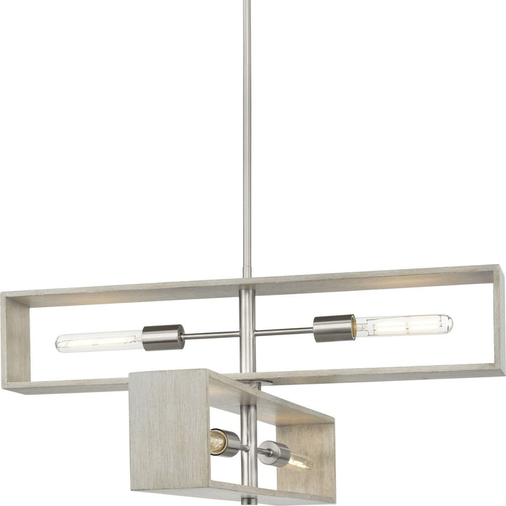 Progress Lighting Boundary 4-Light Brushed Nickel Modern/Contemporary Chandelier