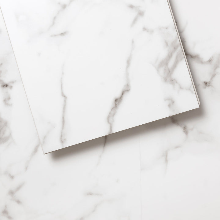 Lucida USA Calacatta White Marble Look 22-mil x 12-in W x 24-in L Waterproof Interlocking Luxury Vinyl Tile Flooring (16-sq ft/ Carton)