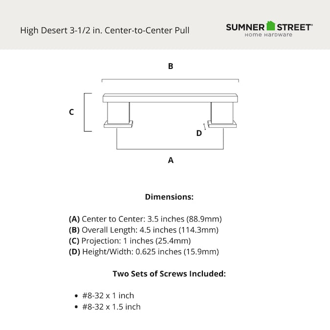 Sumner Street Home Hardware High desert 3-1/2-in (89mm) Center to Center Satin Nickel Rectangular Bar Drawer Pull