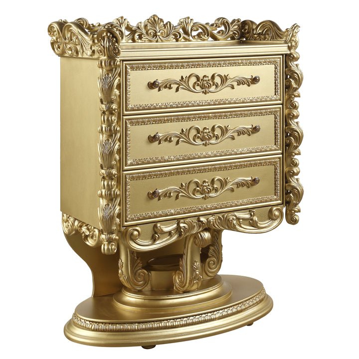 ACME FURNITURE Gold Finish 3-Drawer Accent Chest