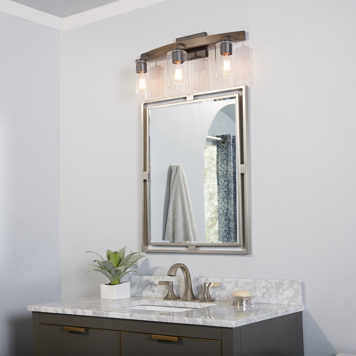 Progress Lighting Bradberry 3-Light Gray Farmhouse Vanity Light, 24-in