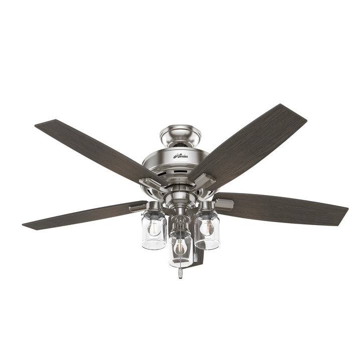 Hunter Lincoln Edison Style LED 52-in Brushed Nickel LED Indoor Ceiling Fan (5-Blade)