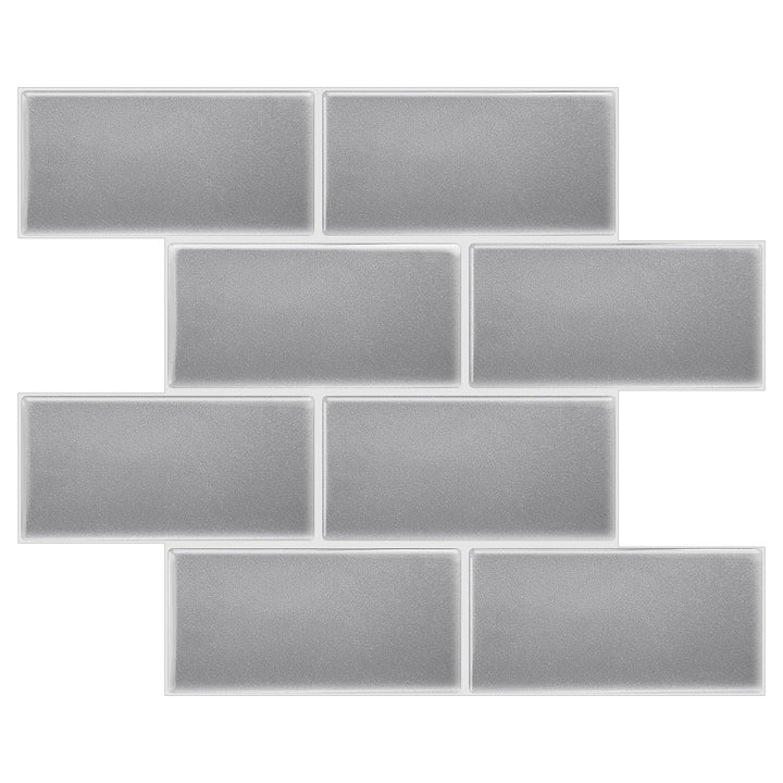 Mureno Dimensions Silver Matte 10-1/4-in x 12-in Glossy PVC Subway Peel and stick Wall Tile product image