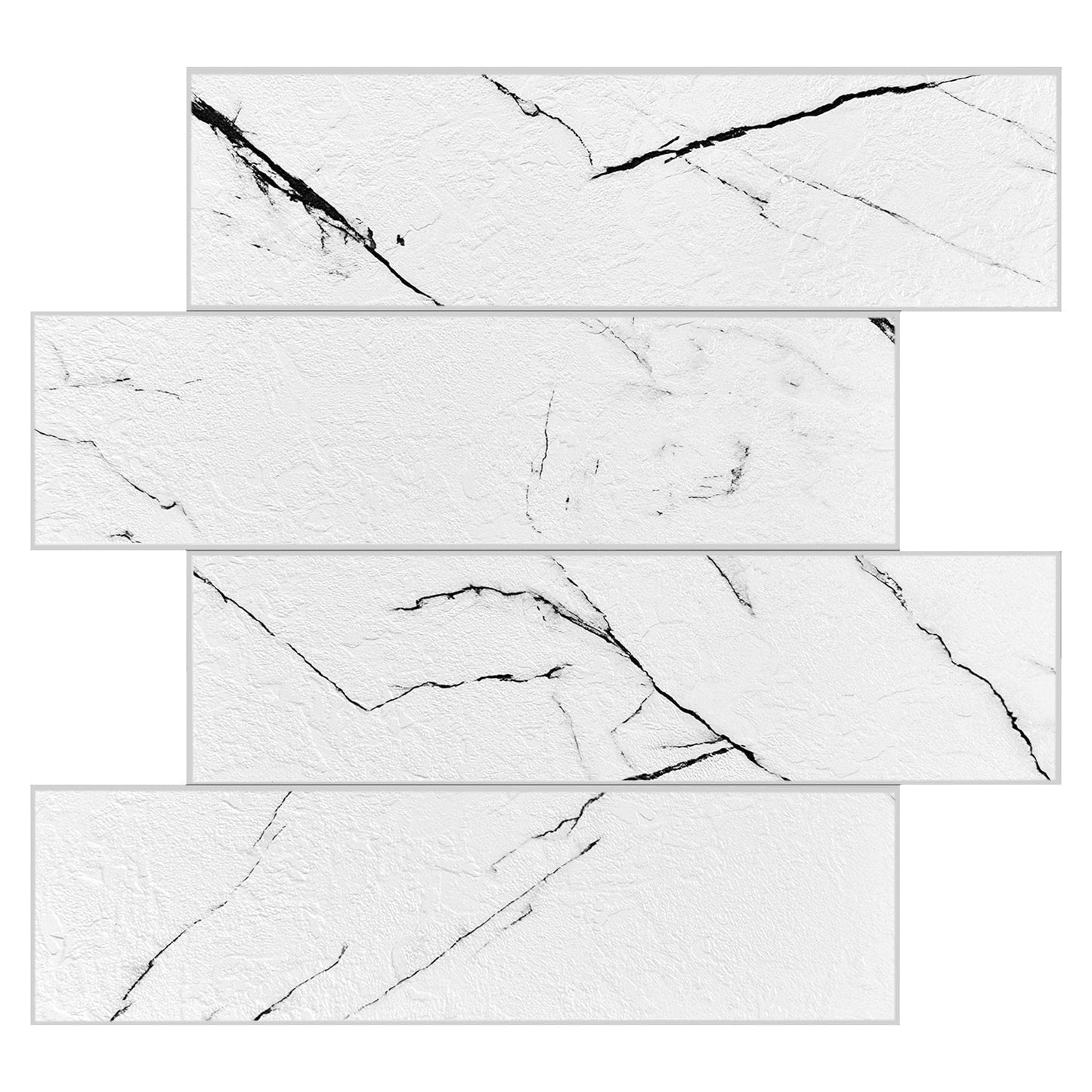 Murella SPC Dark White Marble 11-in x 12-in Grooved Composite Marble look Peel and stick Wall Tile product image