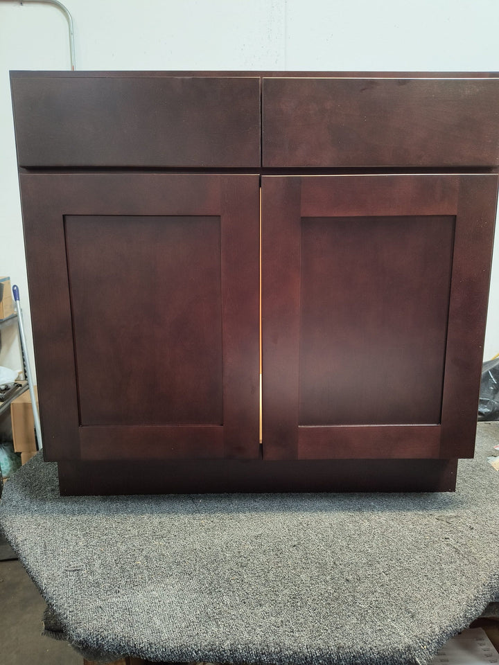 RELIABILT Parkstone 24-in W x 34.5-in H x 24-in D Espresso 1-Drawer Base Fully Assembled Plywood Cabinet (Flat Panel Shaker Style)