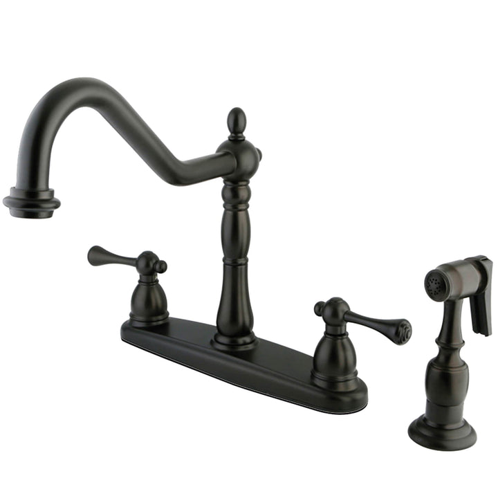 Elements of Design English Vintage Oil-Rubbed Bronze 2-Handle Deck-Mount Bridge Kitchen Faucet with Side Sprayer (Deck Plate Included)