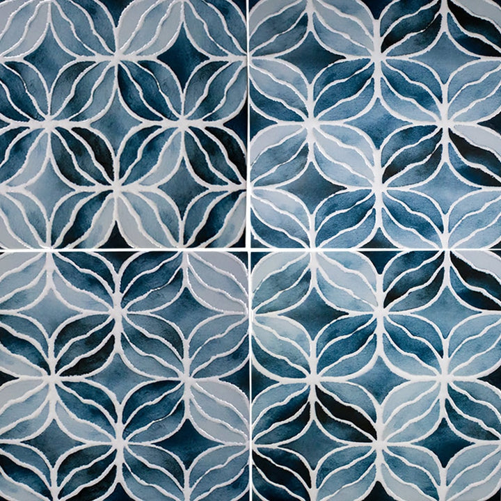 Boutique Ceramic Botanical Blossom 6-in x 6-in Glazed Porcelain Encaustic Floor and Wall Tile product image
