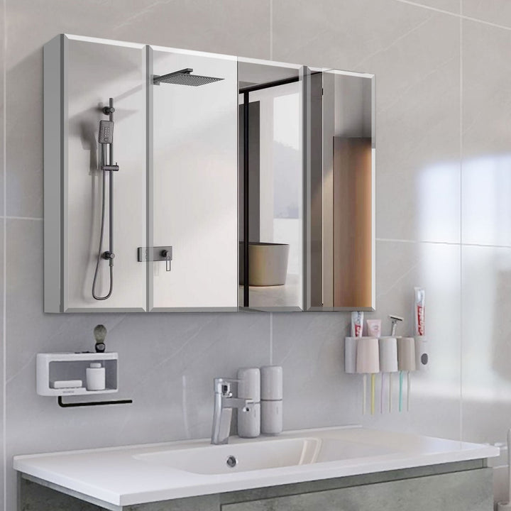 AAZJ AS 36-in x 26-in Surface/Recessed Mount Sliver Mirrored Soft Close Medicine Cabinet