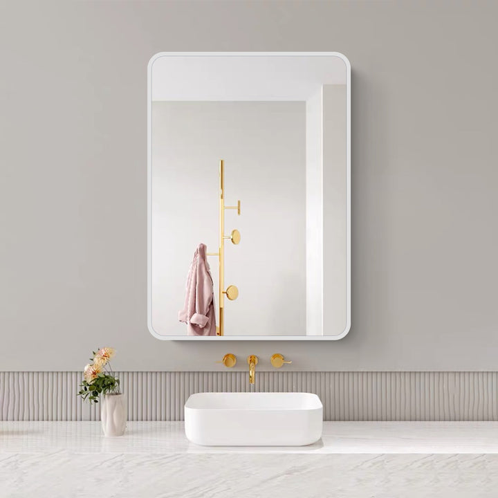 AAZJ 24-in x 32-in Surface/Recessed Mount White Mirrored Soft Close Medicine Cabinet