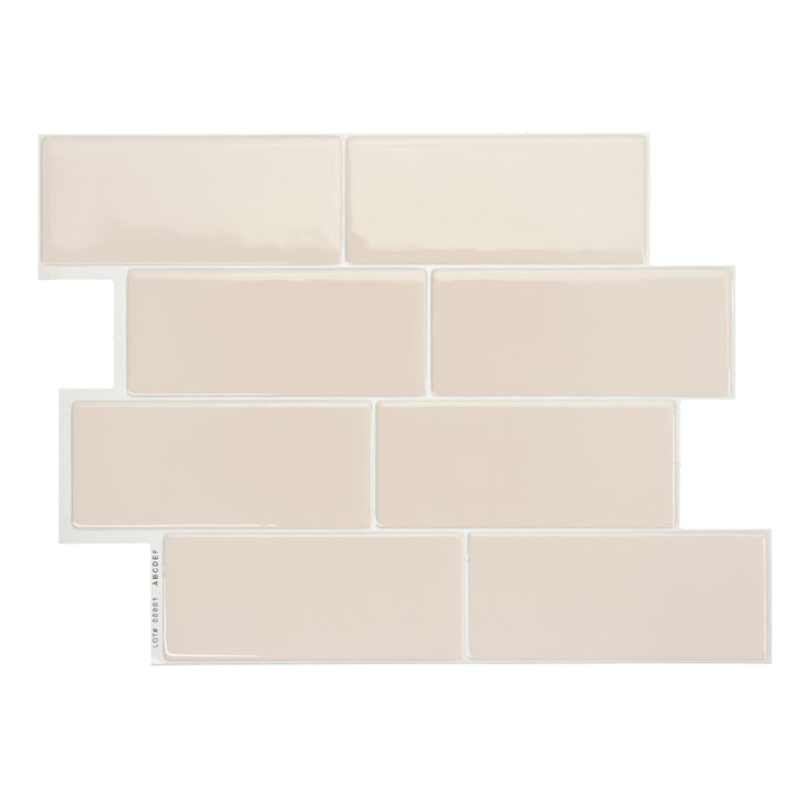 Smart Tiles Metro Tripoli Beige 9-in x 12-in Glossy Resin Subway Linear Peel and stick Wall Tile product image