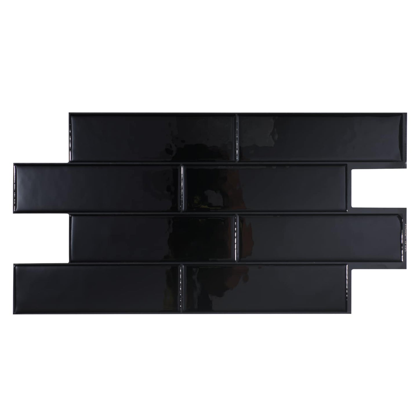Smart Tiles Oslo Nero Black 23-in x 11-in Glossy Resin Subway Linear Peel and stick Wall Tile product image
