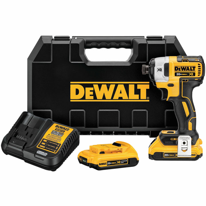 DEWALT XR 20-Volt MAX Brushless 1/4-in 3-Speed Cordless Impact Driver Kit, 2 x 2.0Ah Batteries, Charger & Hard Case