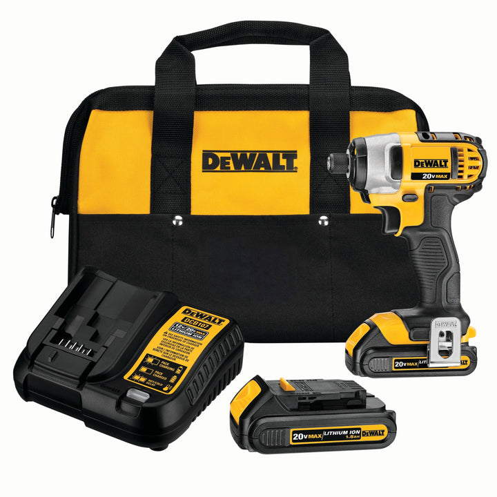 DEWALT 20-Volt MAX Variable Speed Cordless Impact Driver Kit with 2 Batteries, Charger & Bag
