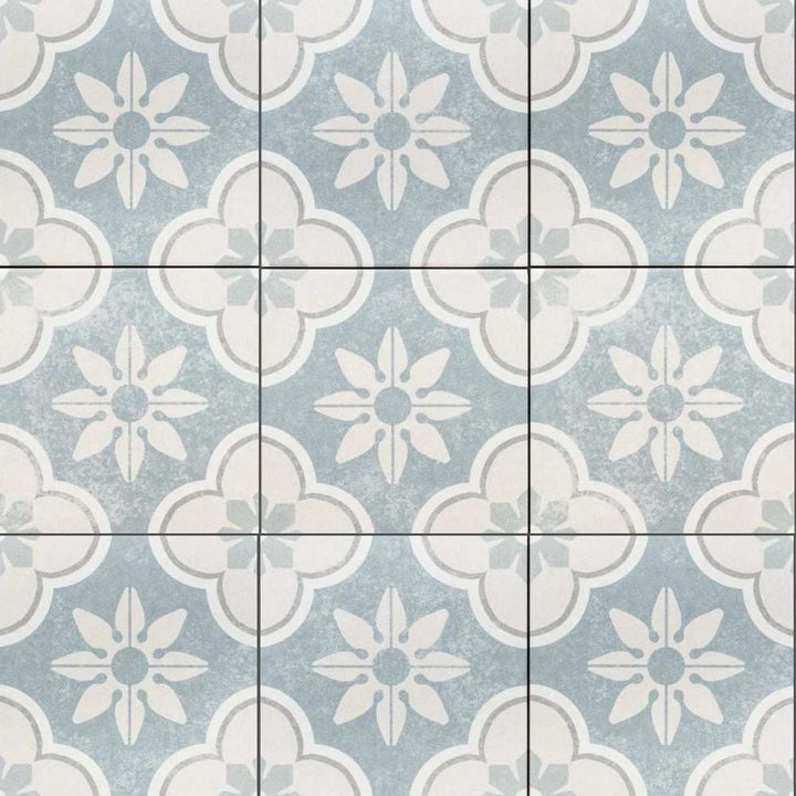 The Tile Life Oheka Montauk Blue 6-in x 6-in Matte Porcelain Encaustic Floor and Wall Tile product image