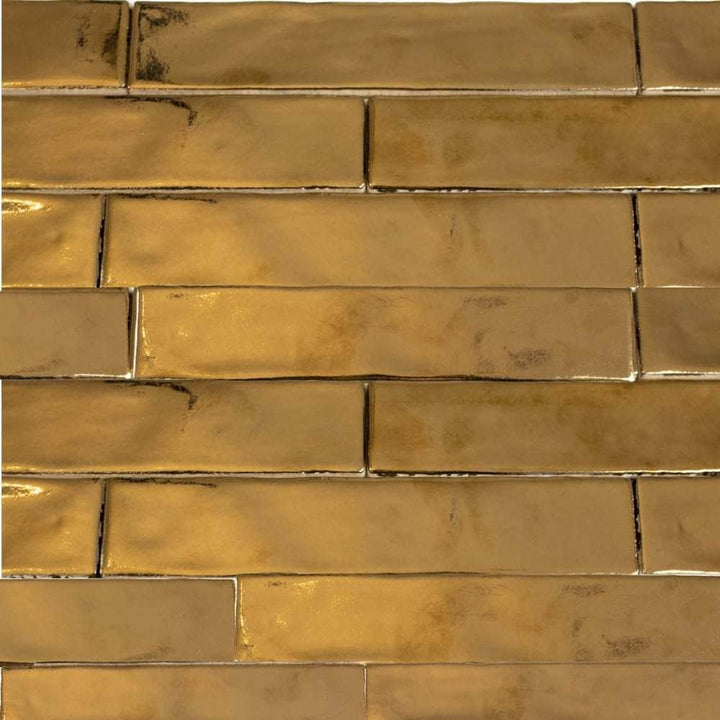 The Tile Life Midas Gold 2-in x 10-in Glossy Ceramic Brick look Wall Tile product image