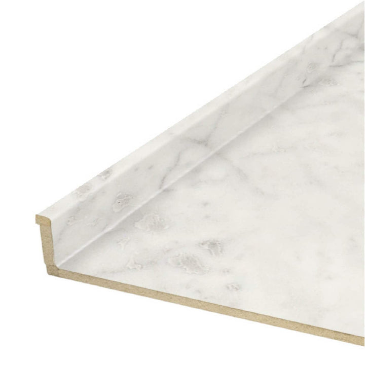 VT Dimensions Formica 10-ft Carrara Bianco Right-Hand Miter-Cut Laminate Kitchen Countertop with Integrated Backsplash
