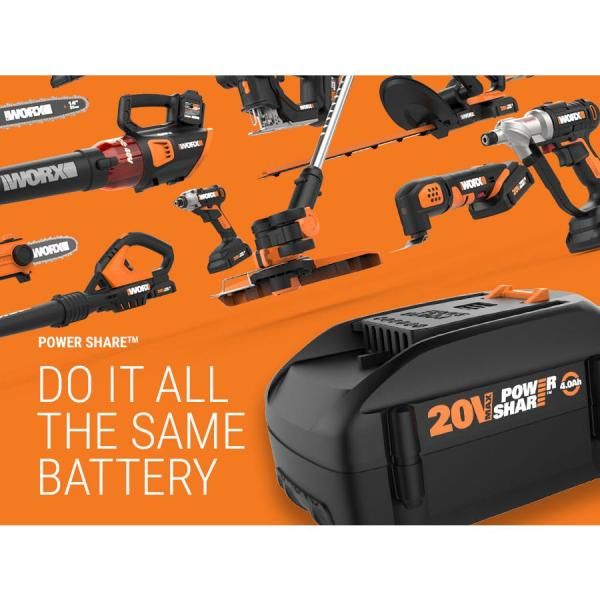 Worx POWER SHARE 40-Volt 14 in. Cordless Battery Walk Behind Mower with Mulching & Intellicut, (Battery & Charger Included)