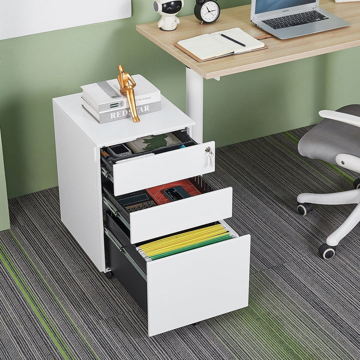 Mondawe White 3-Drawer 15.35-in File Cabinet