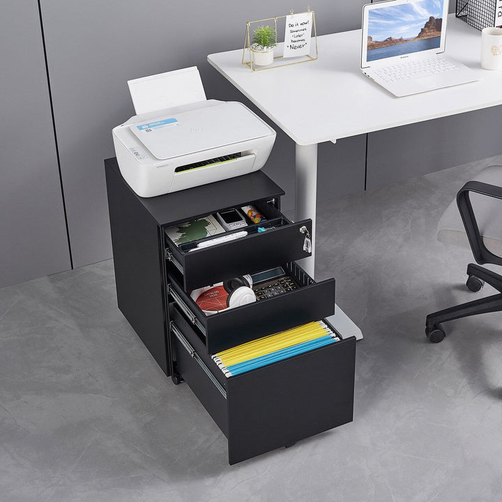 Mondawe Black 3-Drawer 15.35-in File Cabinet