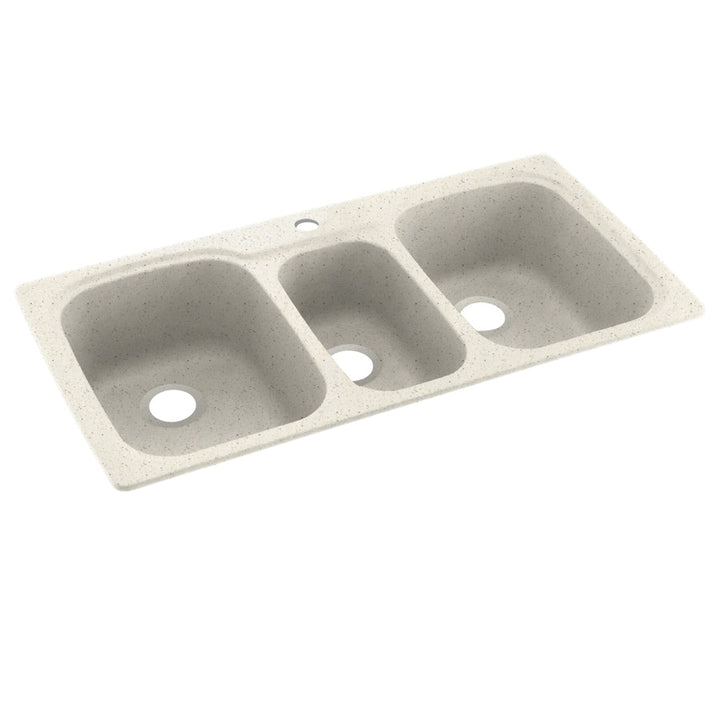 Swan Drop-In/Undermount Solid Surface 44-in 1-Hole 40/20/40 Triple Bowl Kitchen Sink in Tahiti Matrix