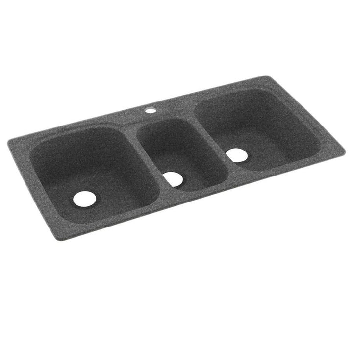 Swan Drop-In/Undermount Solid Surface 44 in. 1-Hole 40/20/40 Triple Bowl Kitchen Sink in Night Sky