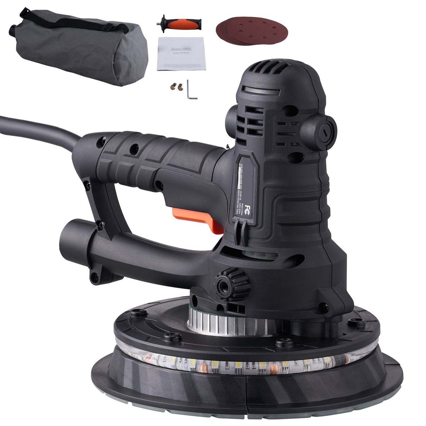 800W Drywall Sander with 12 Sanding Disc 120-Volt 6.5 -Amp Variable Speed Drywall Sander with Dust Management